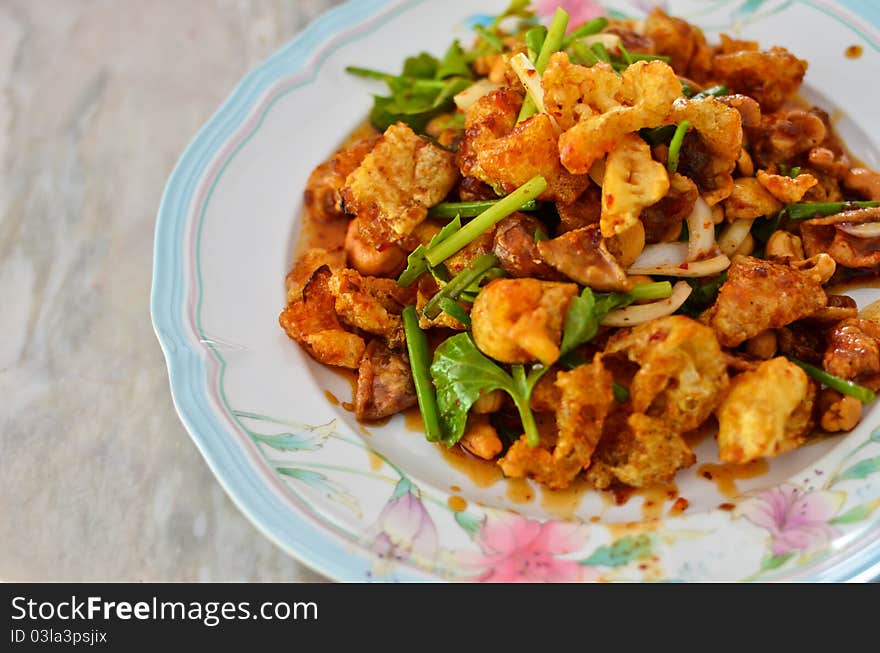 Spicy salad with vegetables , Thai style food. Spicy salad with vegetables , Thai style food