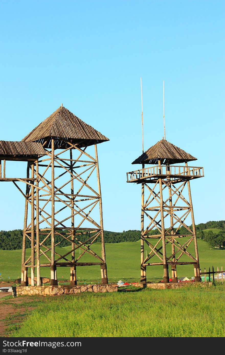 Landscape  of  wathertower in the grassland