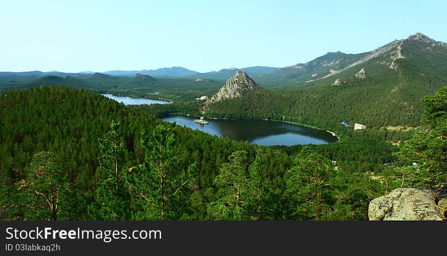 Panorama of Lake Borovoe. Kazakhstan