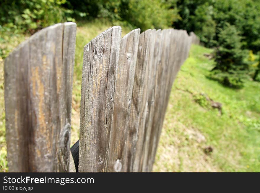 Timbered fence.