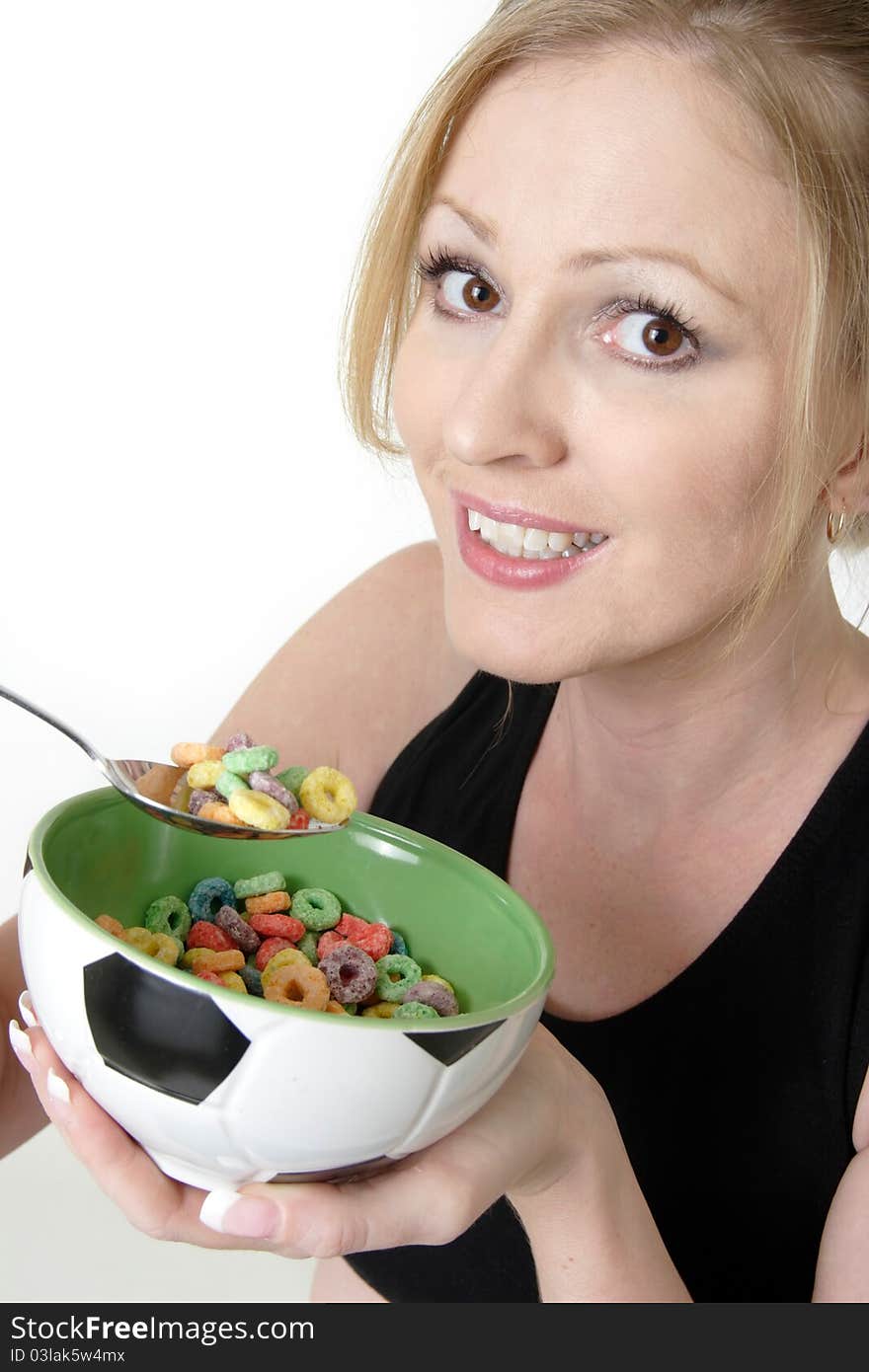 Woman enjoying a bowl of cereal