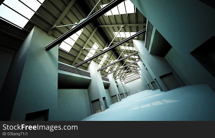 View of an empty or abandonned factory. View of an empty or abandonned factory