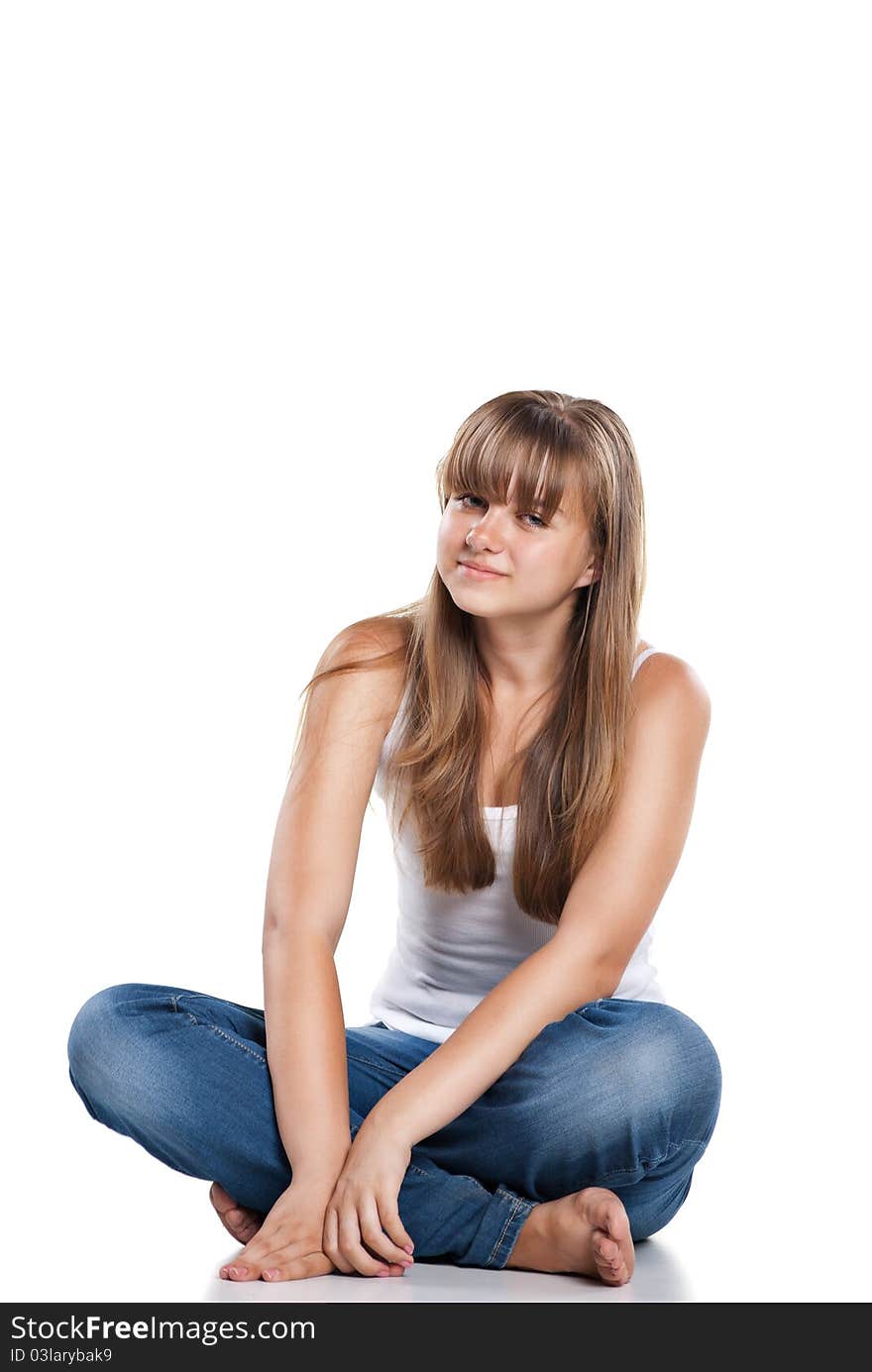 Smiling Teenager Girl Sitting