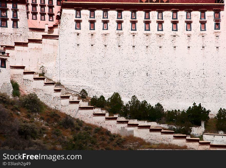 Local view of the potala palace appearance. Local view of the potala palace appearance