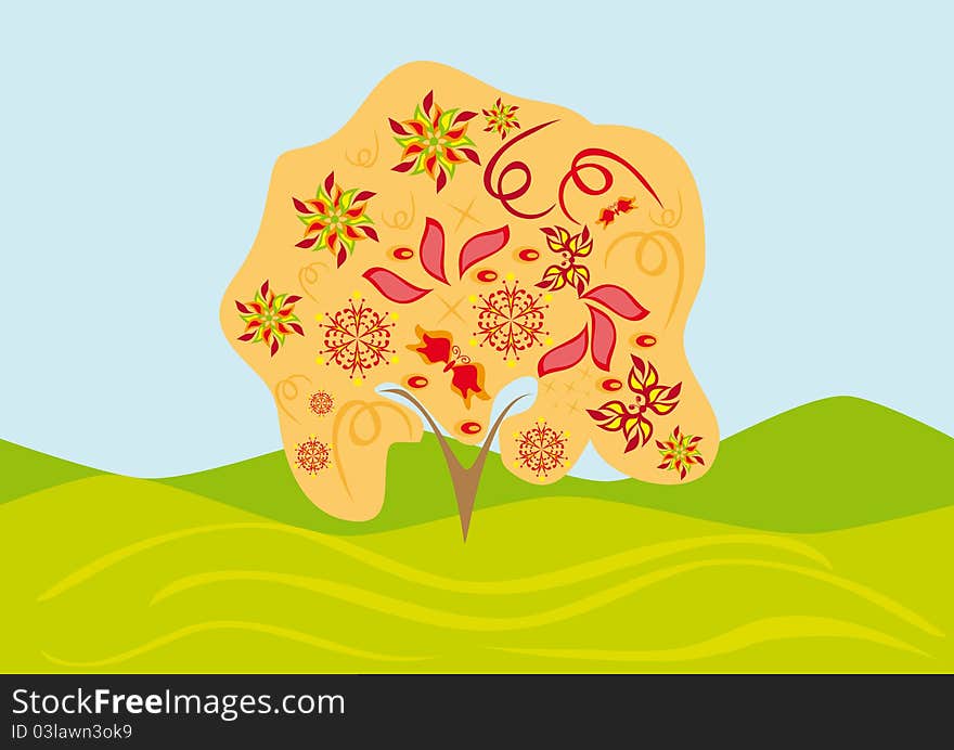 Vector isolated abstract tree