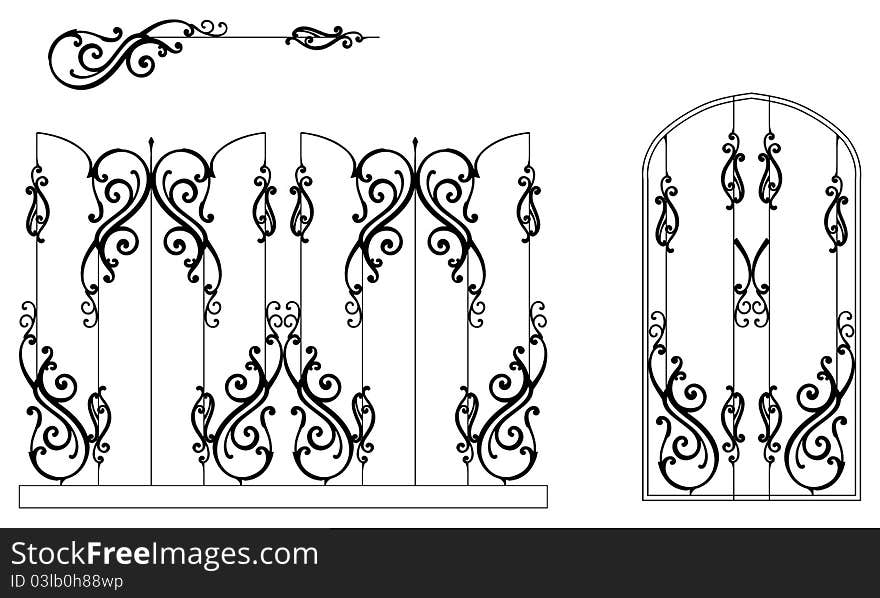 An exquisite set of decorative fence. Vector (EPS 8) included and you can change colors and shapes for your design. An exquisite set of decorative fence. Vector (EPS 8) included and you can change colors and shapes for your design.