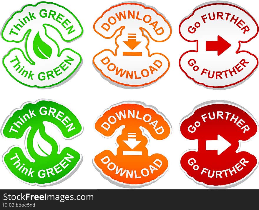 Think green, Download, Go further stickers. . Think green, Download, Go further stickers. .