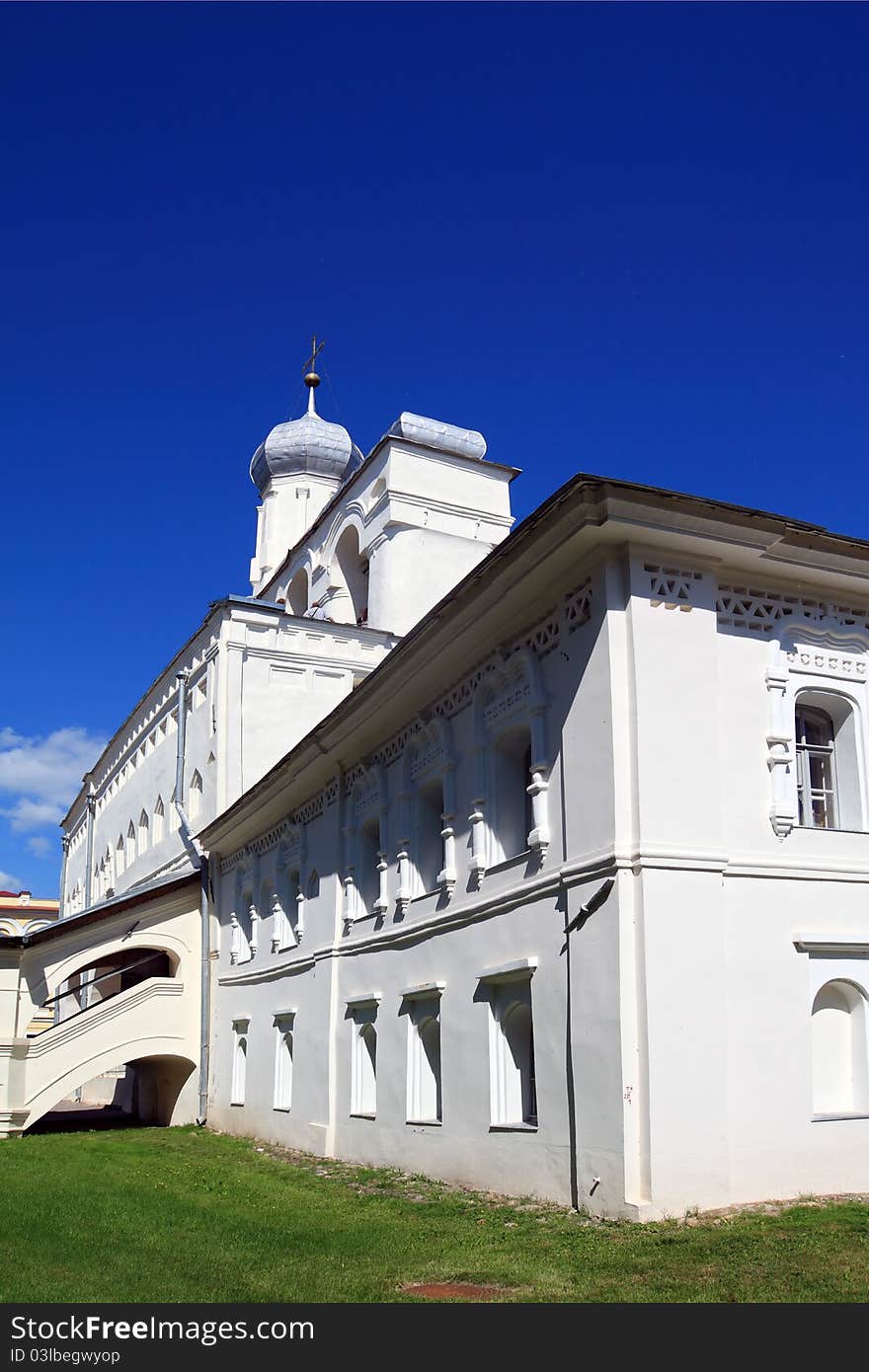 Christian orthodox church on a blue background