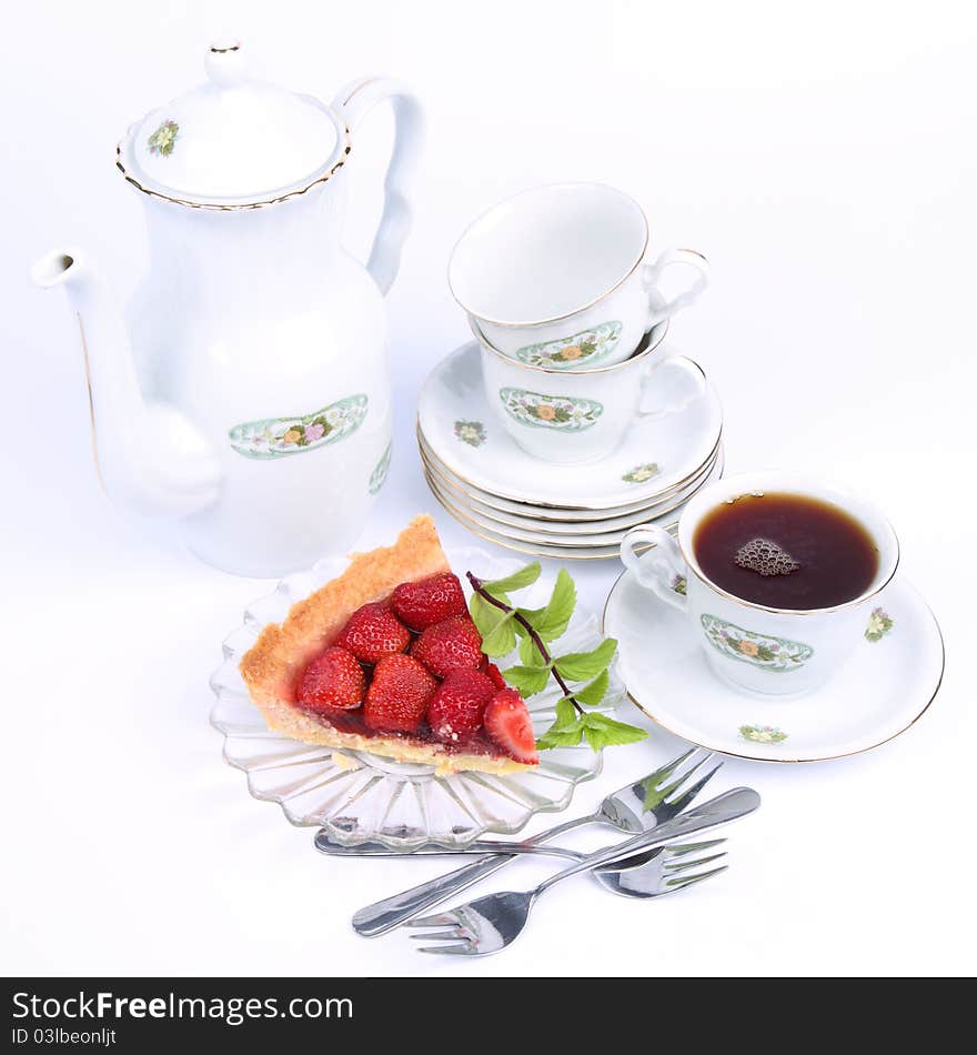 Strawberry tart and a cup of tea