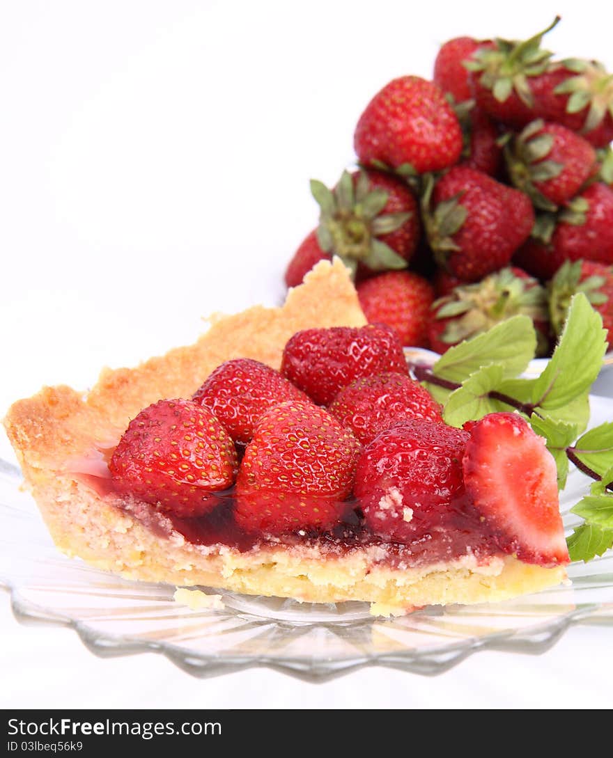 Strawberry Tart portion and strawberries