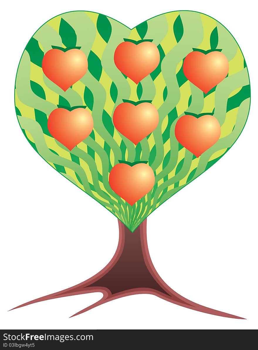 Fruits Tree In The Form Of Heart.