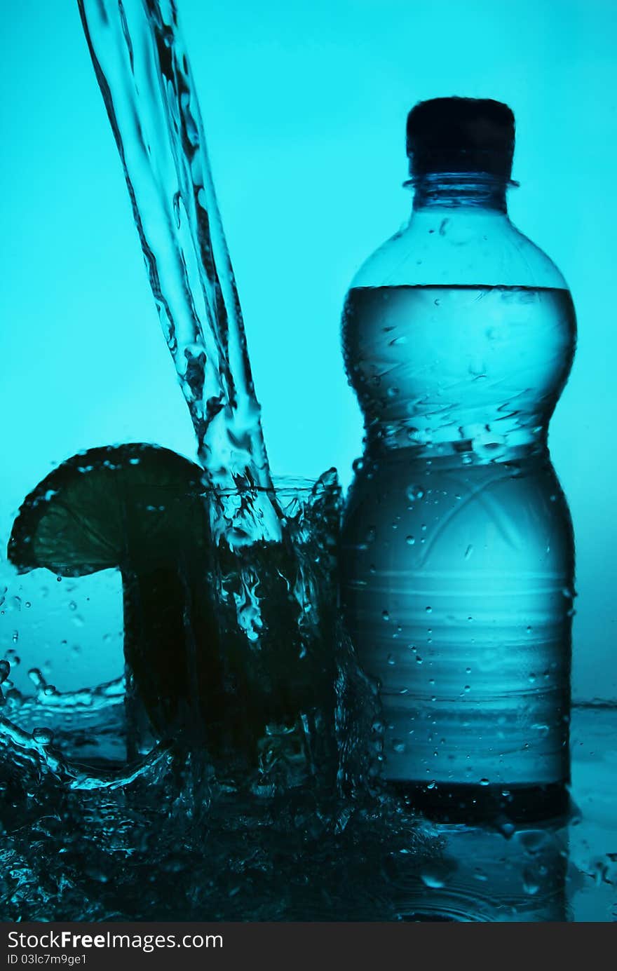 Silhouette of bottle and glass