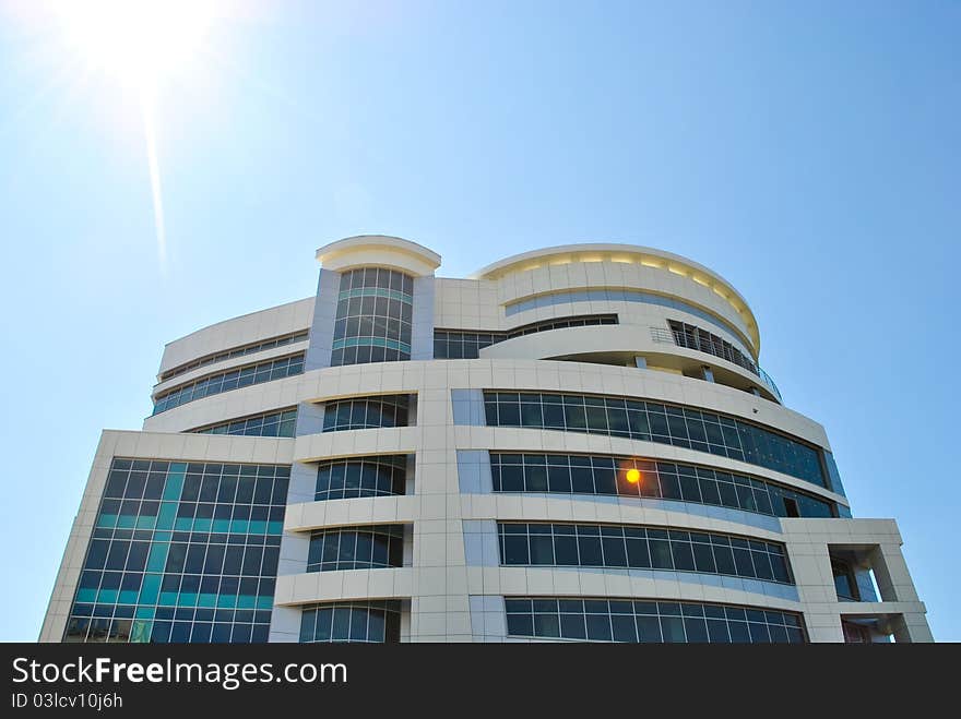 Modern building against the sunny skies