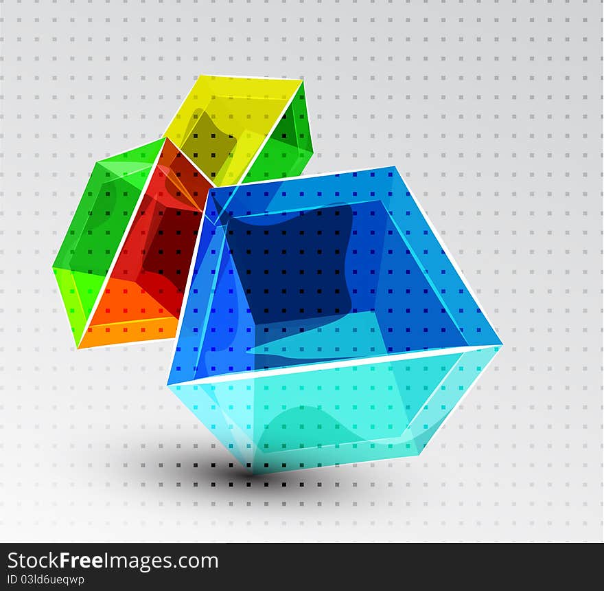 Vector shiny transparent glass cube background