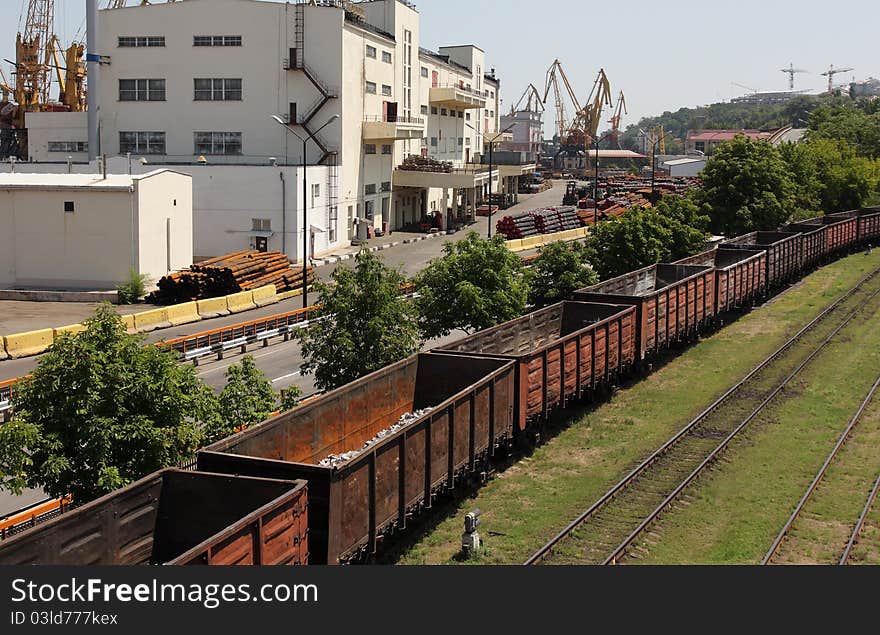 Freight cars in cargo port