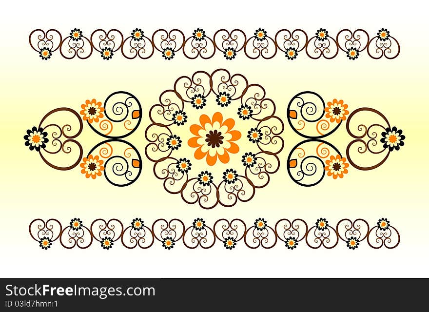 Horizontal ornament with flower