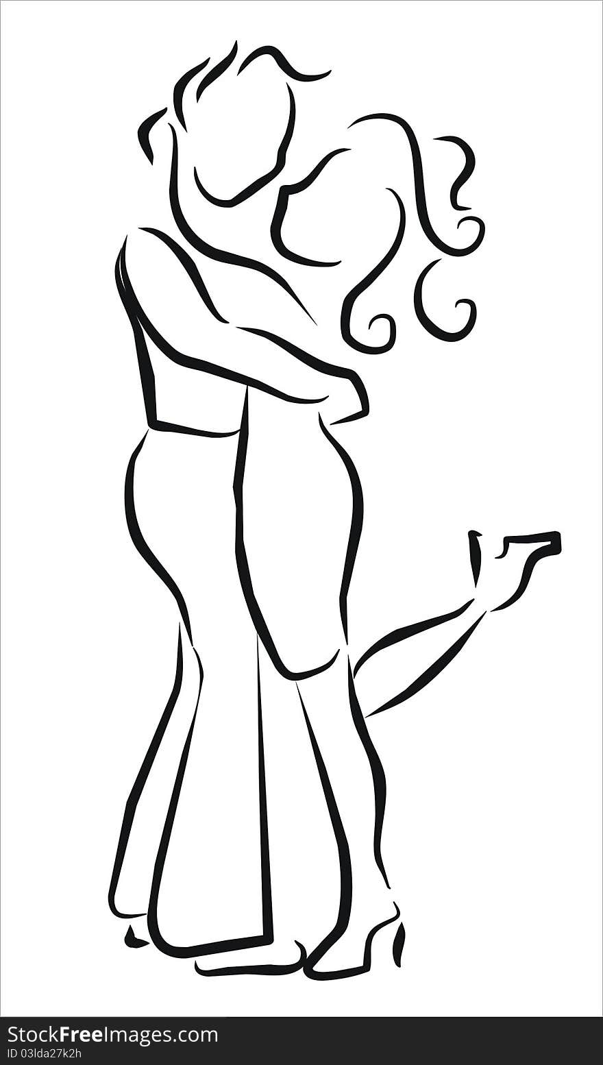 Pair of lovers embracing and kissing