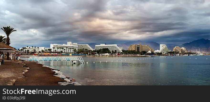 View on resort hotels of Eilat, Israel