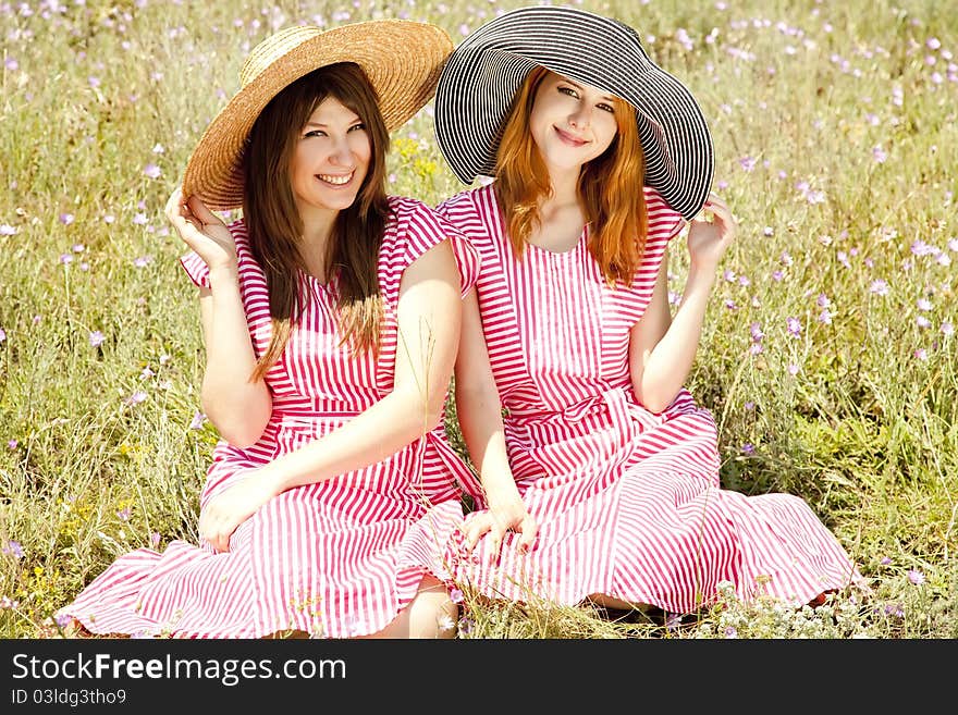 Two girls at contryside.