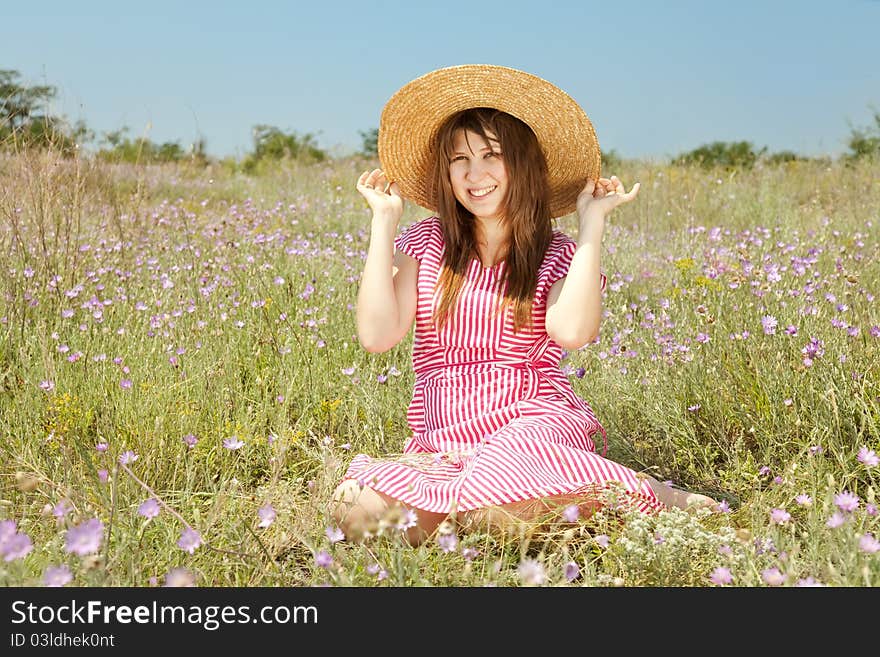 Retro Style Girl At Countryside