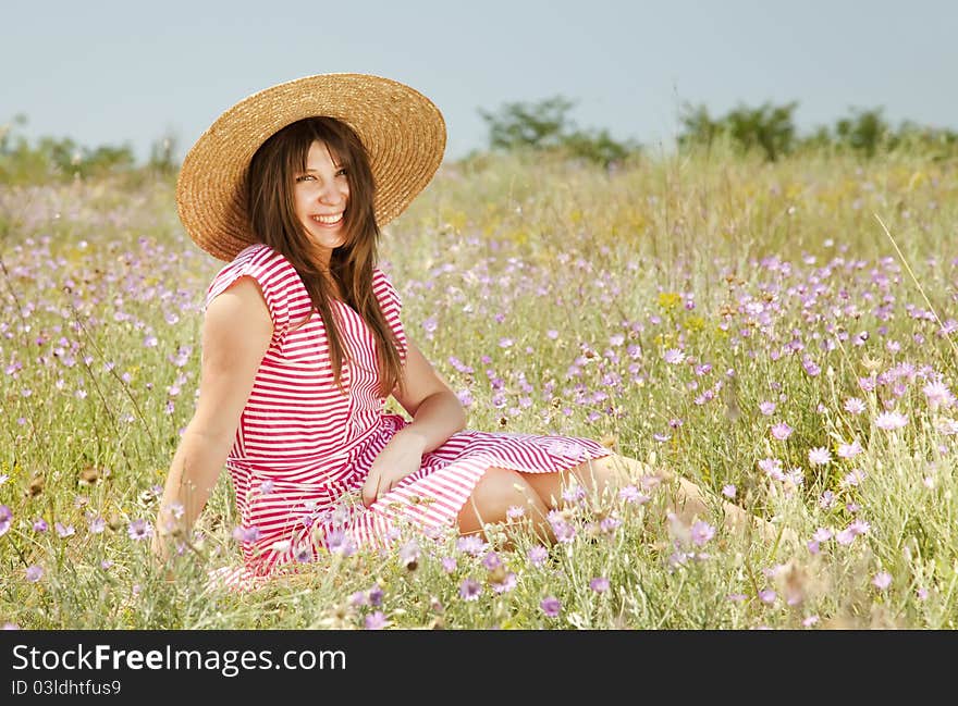 Retro style girl at countryside