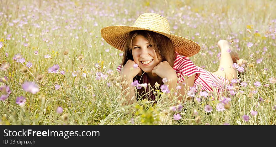 Retro Style Girl At Countryside