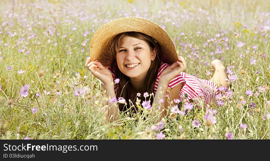 Retro style girl at countryside