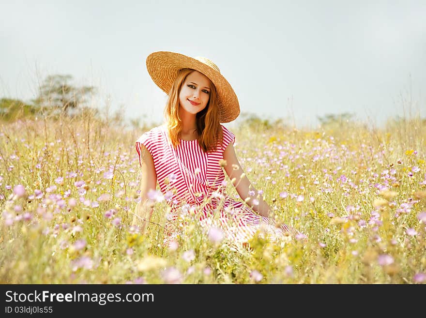 Retro Style Girl At Countryside