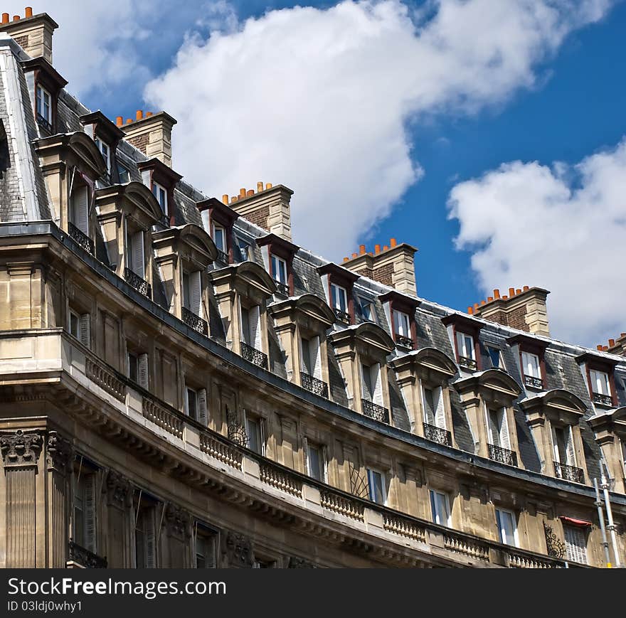 Facade of the old building in Paris, France