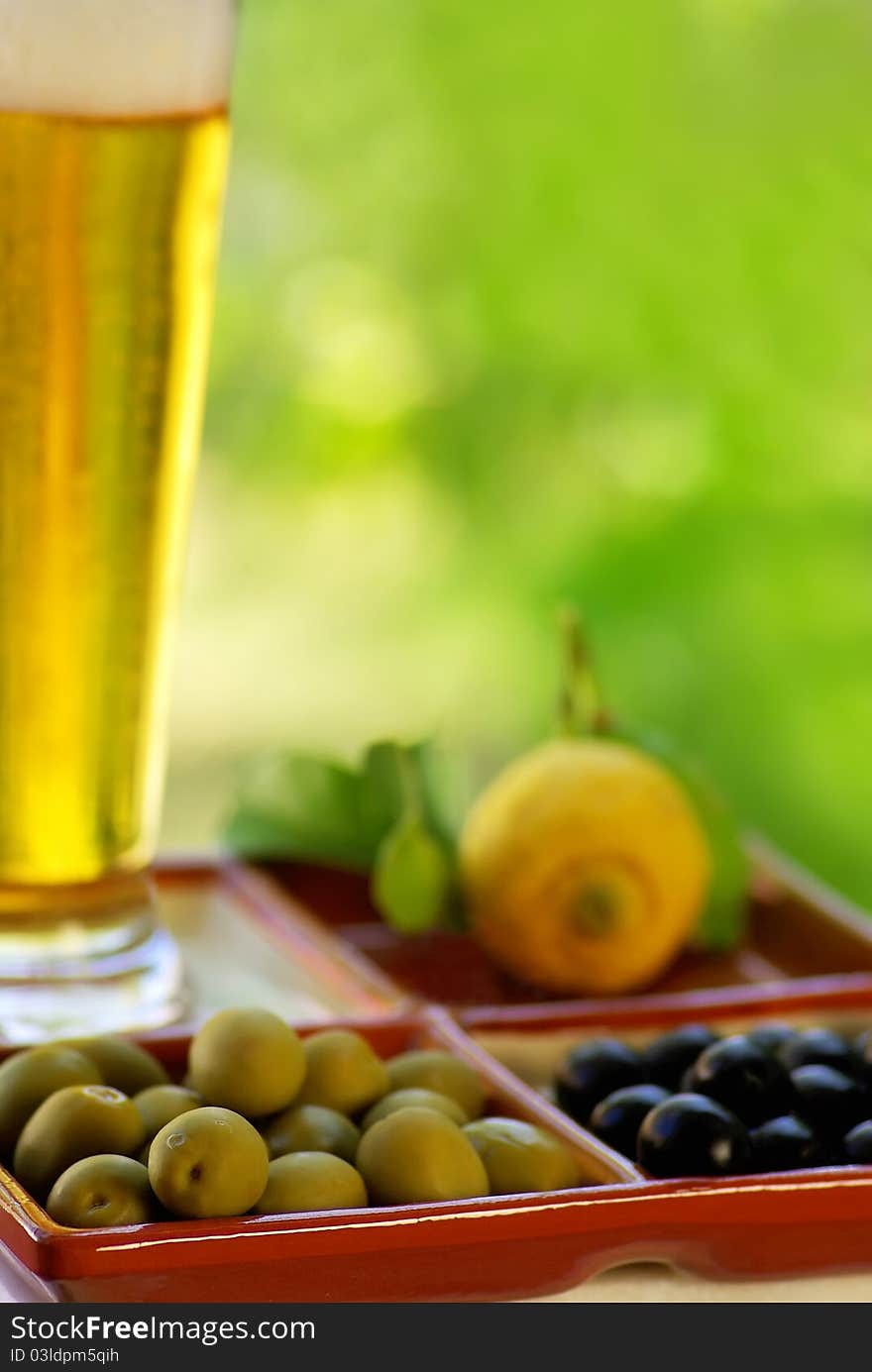 Beer Glass With Olives