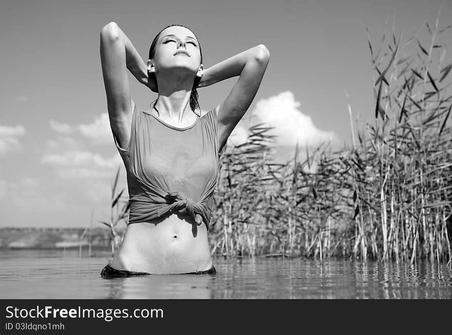 Beautiful Savage Girl In The River.