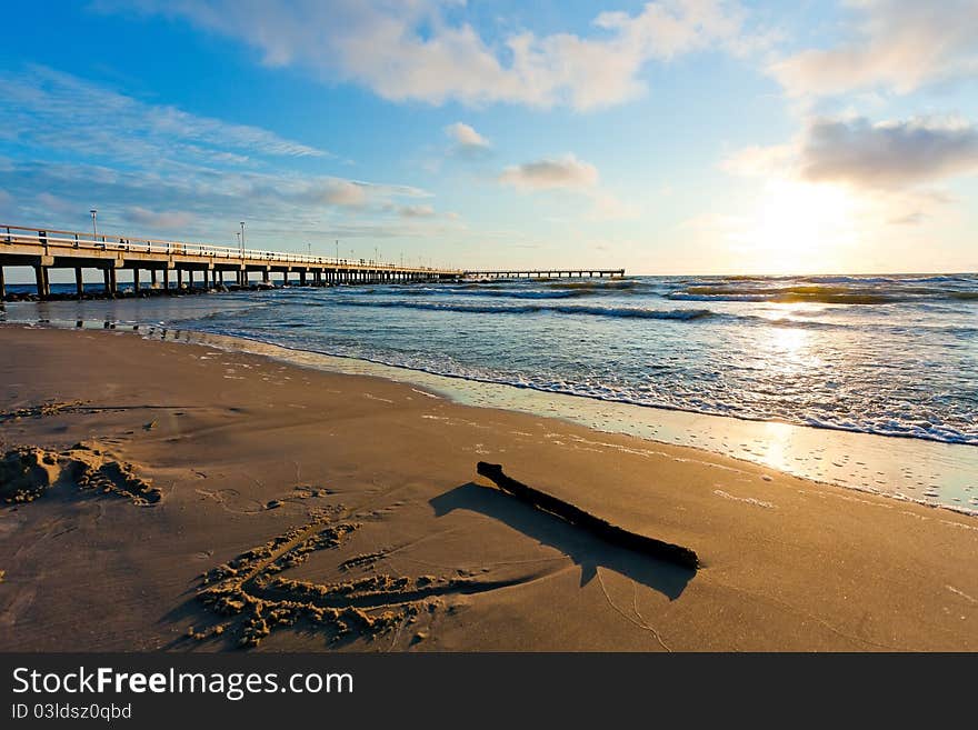 Beautiful beach and sunset in Palanga