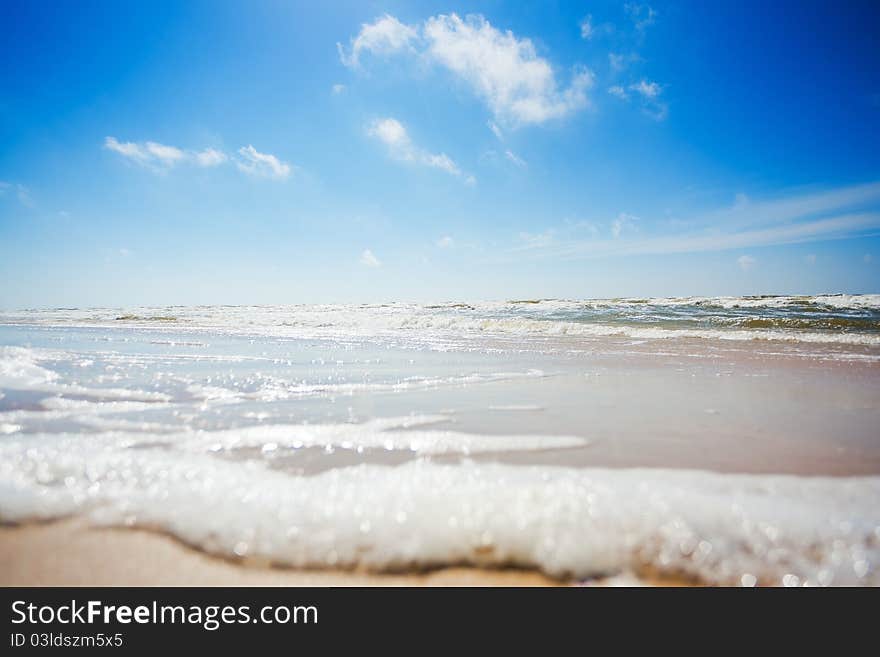 Beautiful beach and blue sky in Palanga