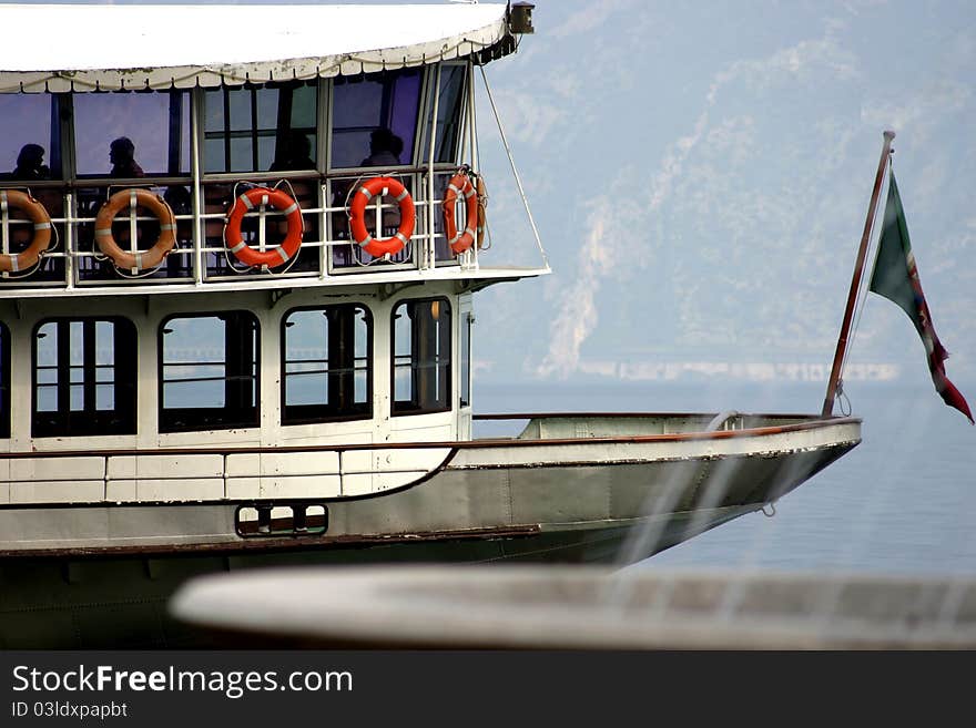 Detail of a ferry while navigating. Detail of a ferry while navigating