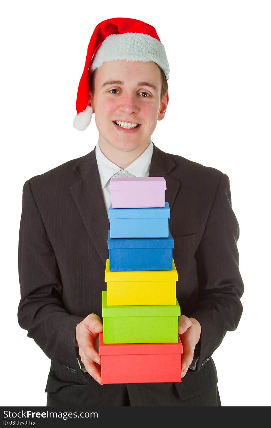 Businessman with chrismas hat