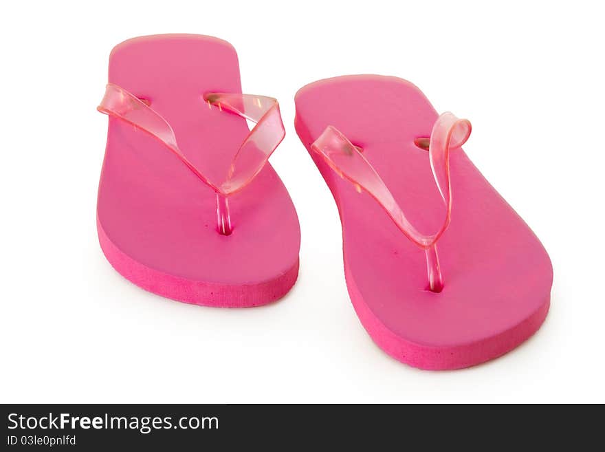 Pink flip-flops isolated on a white background. Pink flip-flops isolated on a white background