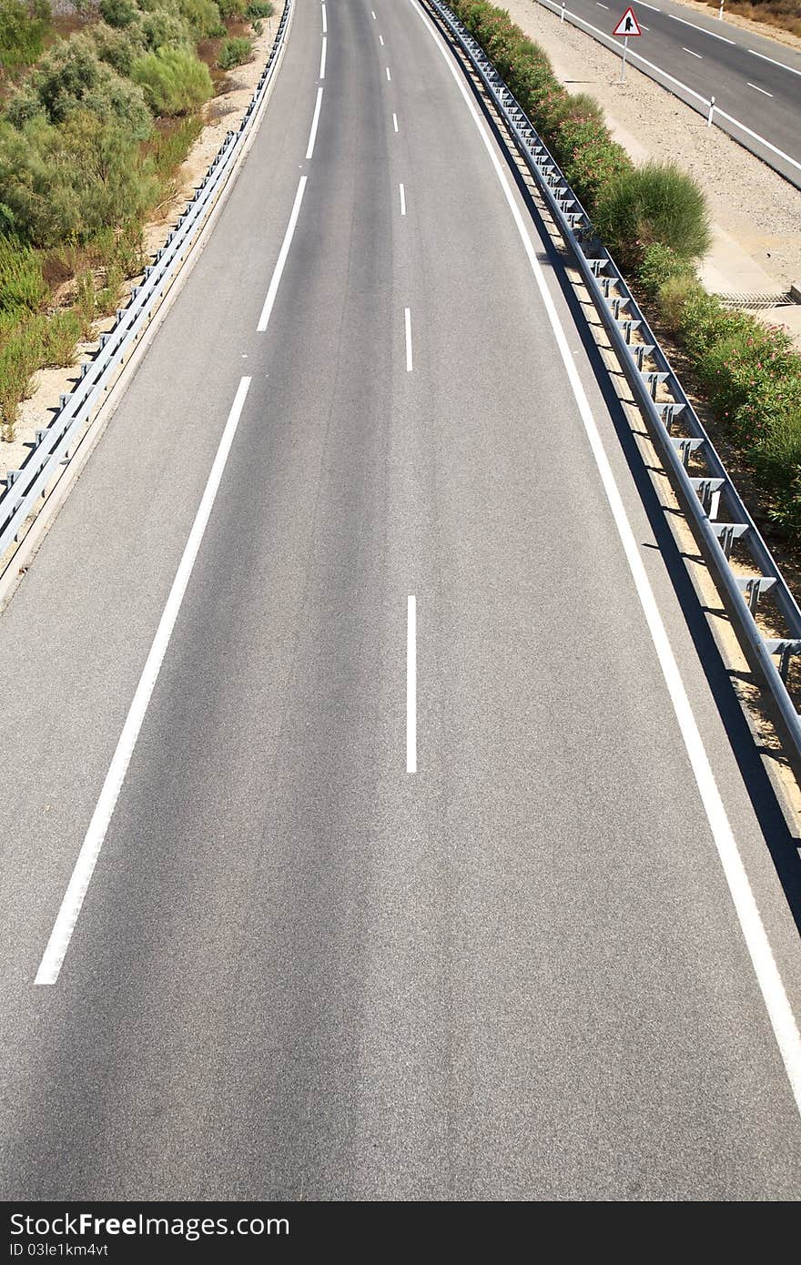 Two lanes highway at Cadiz Andalusia in Spain. Two lanes highway at Cadiz Andalusia in Spain