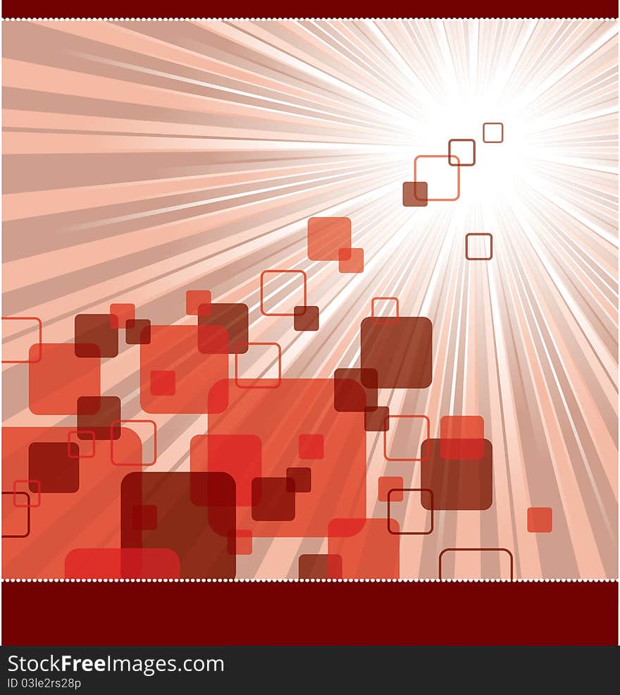 Abstract Red Background. Illustration with flying squares. Abstract Red Background. Illustration with flying squares.