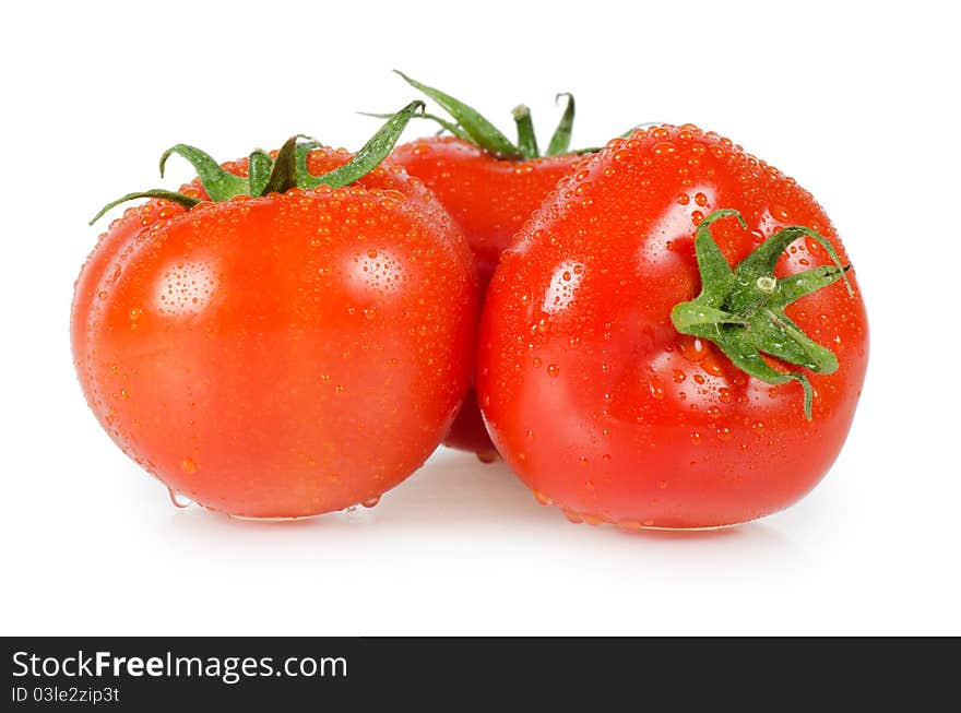 The red tomato isolated on white background