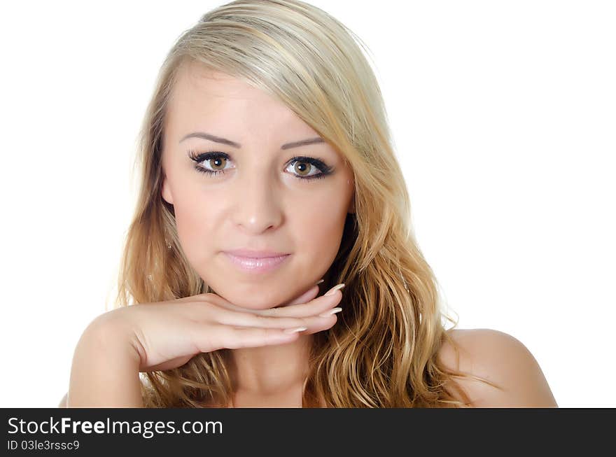 Portrait of the young beautiful girl isolated