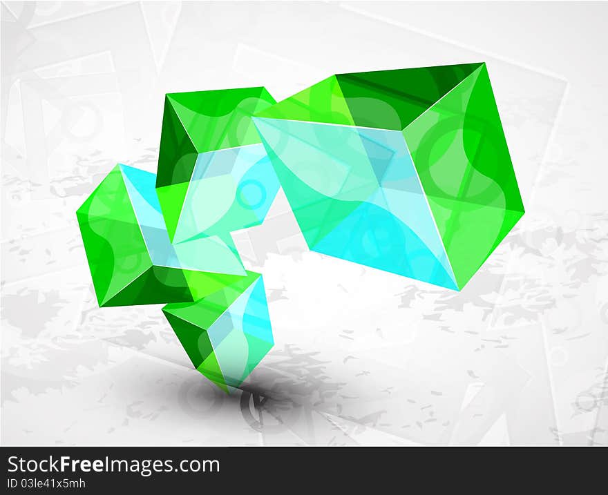 Vector shiny transparent glass cube background