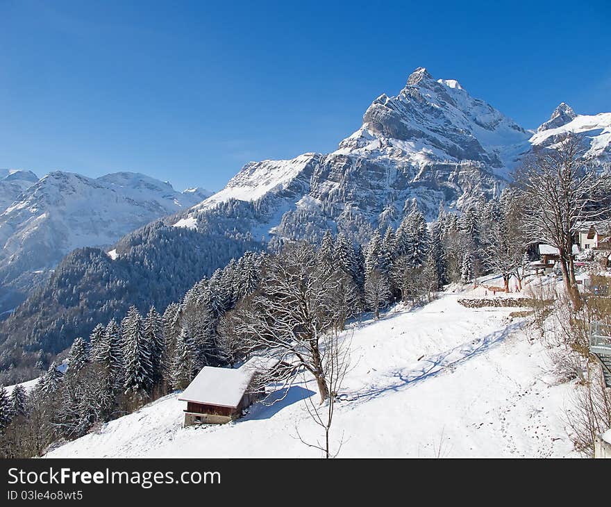 Typical swiss winter season landscape. January 2011, Switzerland. Typical swiss winter season landscape. January 2011, Switzerland.