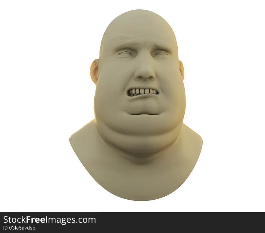 Sculpture portrait of sad fat man