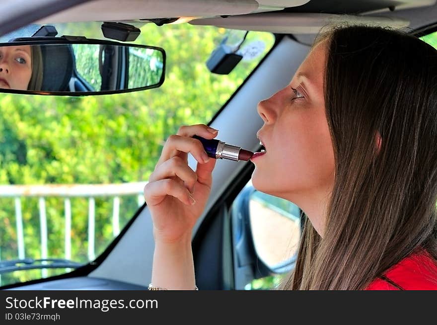 Lipstick in a car