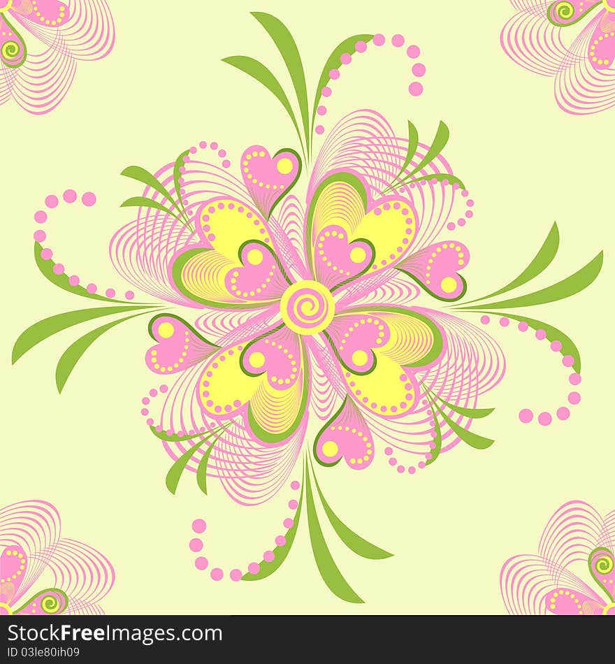 Flower Vector heart stripe seamless pattern