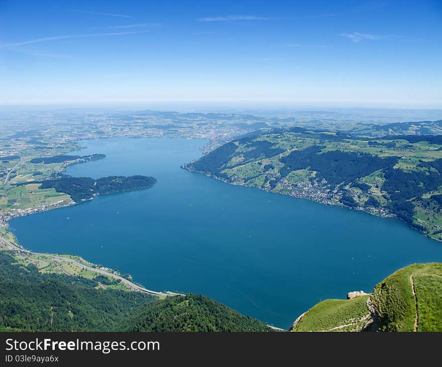 View from the top of the Rigi mountain. View from the top of the Rigi mountain