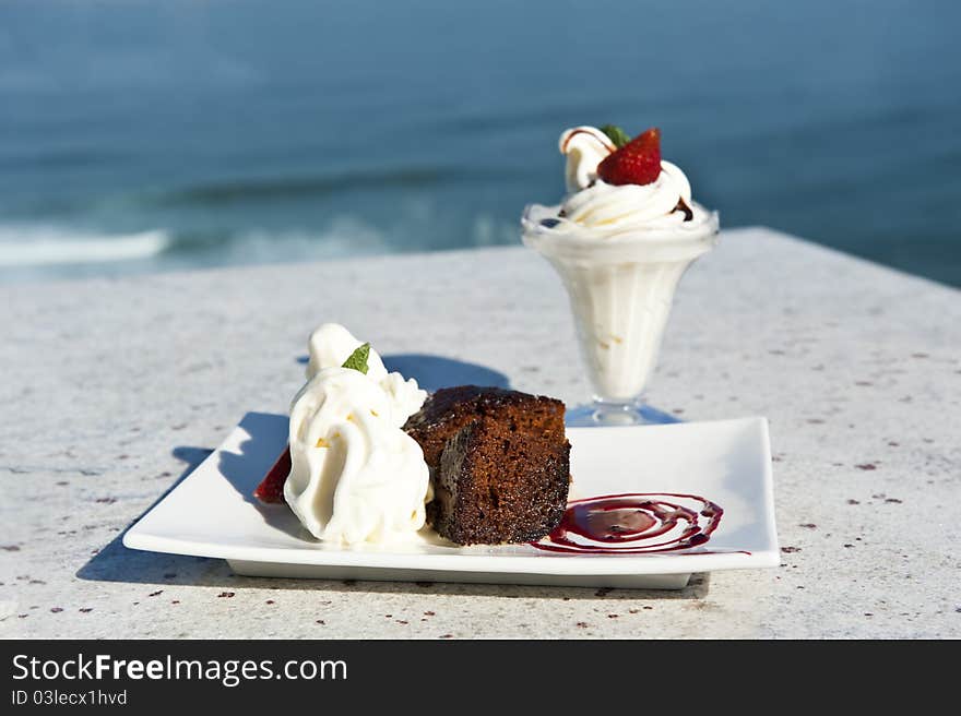 Warm Chocolate Pudding And Ice Cream