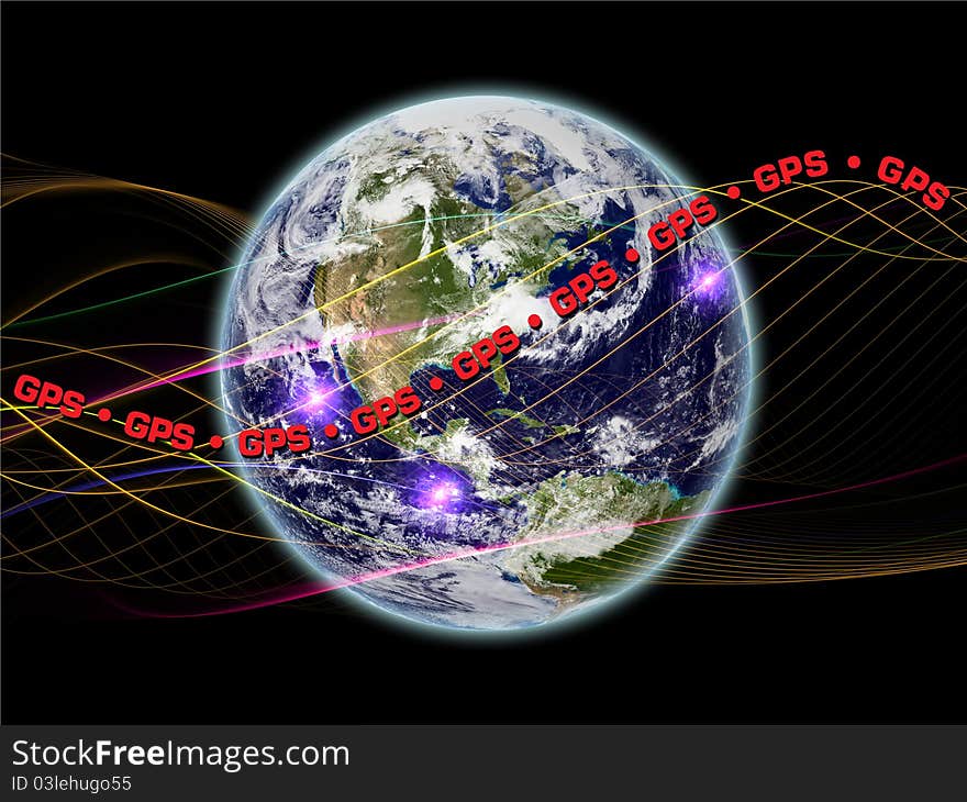 Montage of Earth globe, GPS wording and motion lines on the subject of GPS technologies. Earth map imagery is a courtesy of Visible Earth (. Montage of Earth globe, GPS wording and motion lines on the subject of GPS technologies. Earth map imagery is a courtesy of Visible Earth (