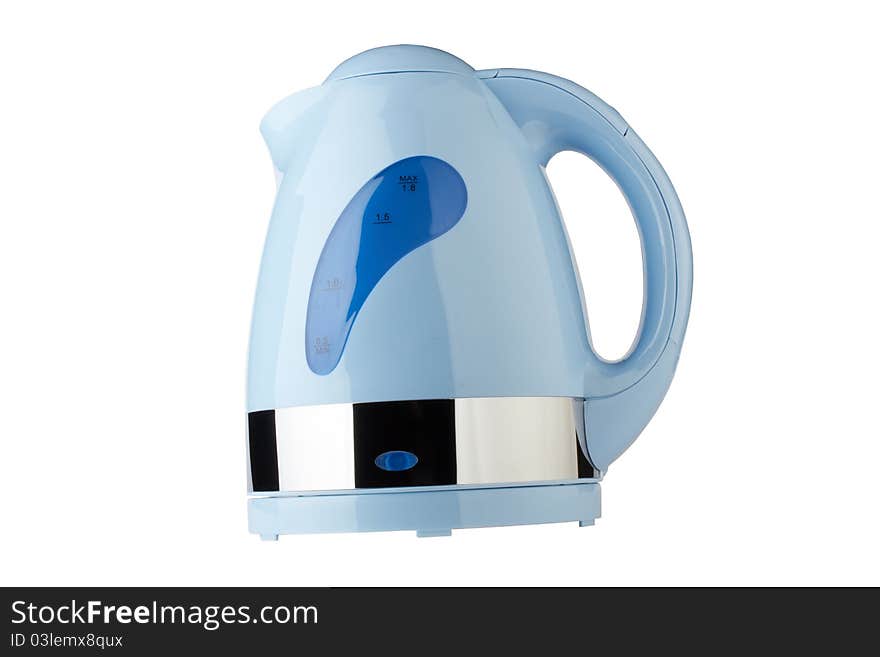 Blue kettle, isolated on white