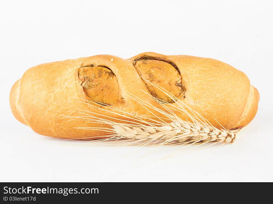 Fresh bread over white background